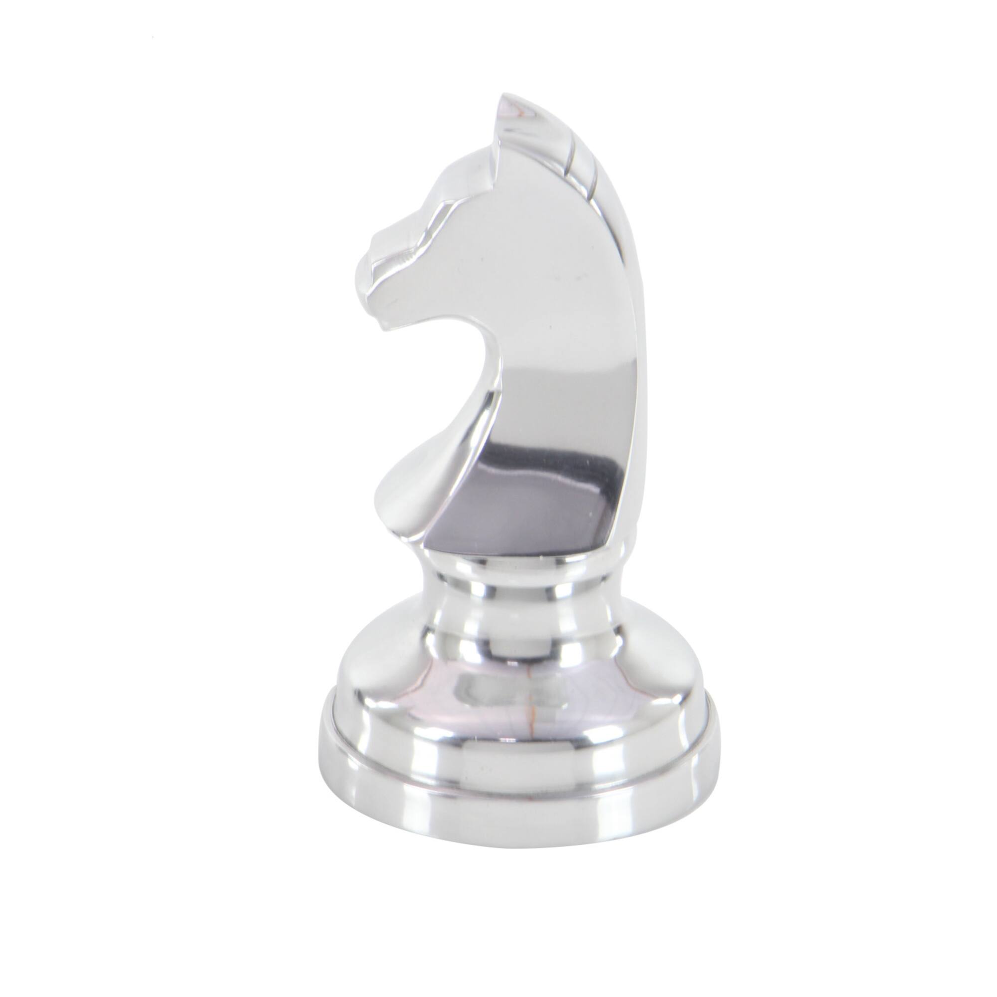 CosmoLiving by Cosmopolitan Silver Aluminum Traditional Chess Sculpture Set
